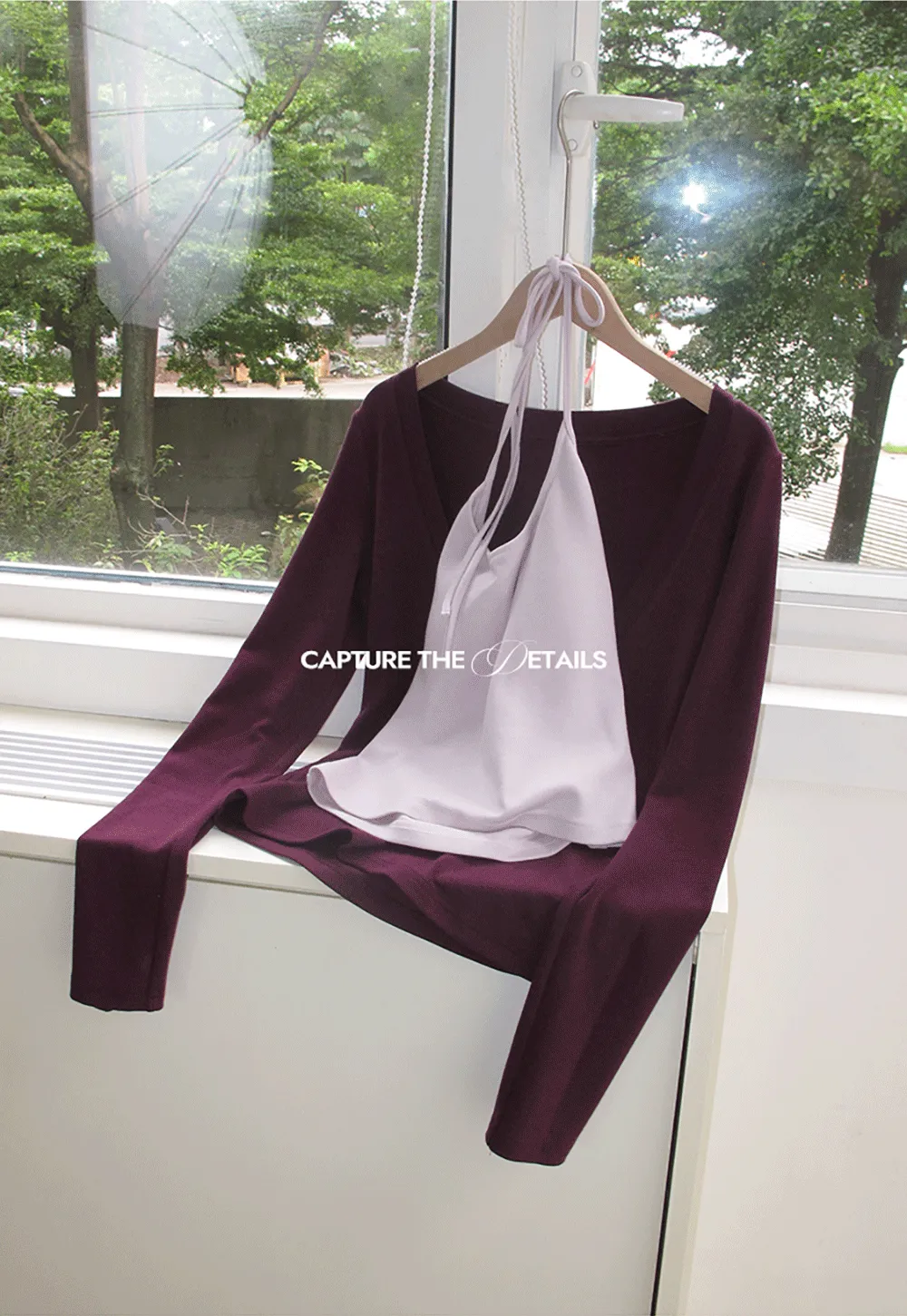 Deep V Neck Layered Long Sleeve Top