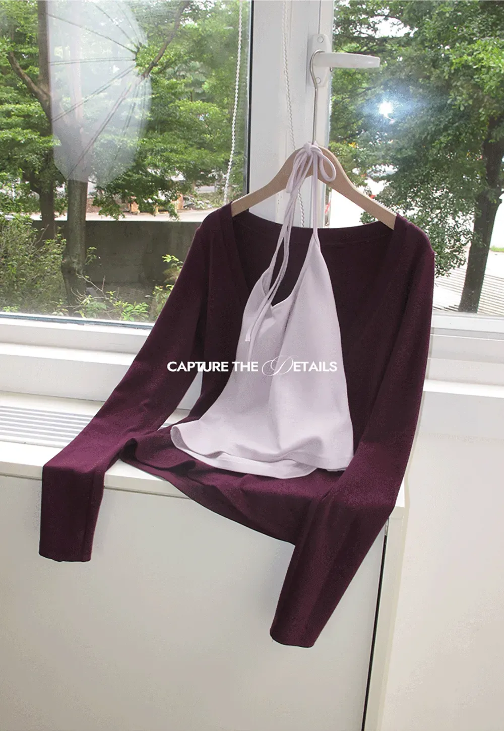 Deep V Neck Layered Long Sleeve Top