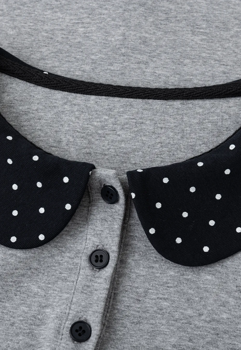 Polka Dot Peter Pan Collar Three Quarter Sleeve T Shirt