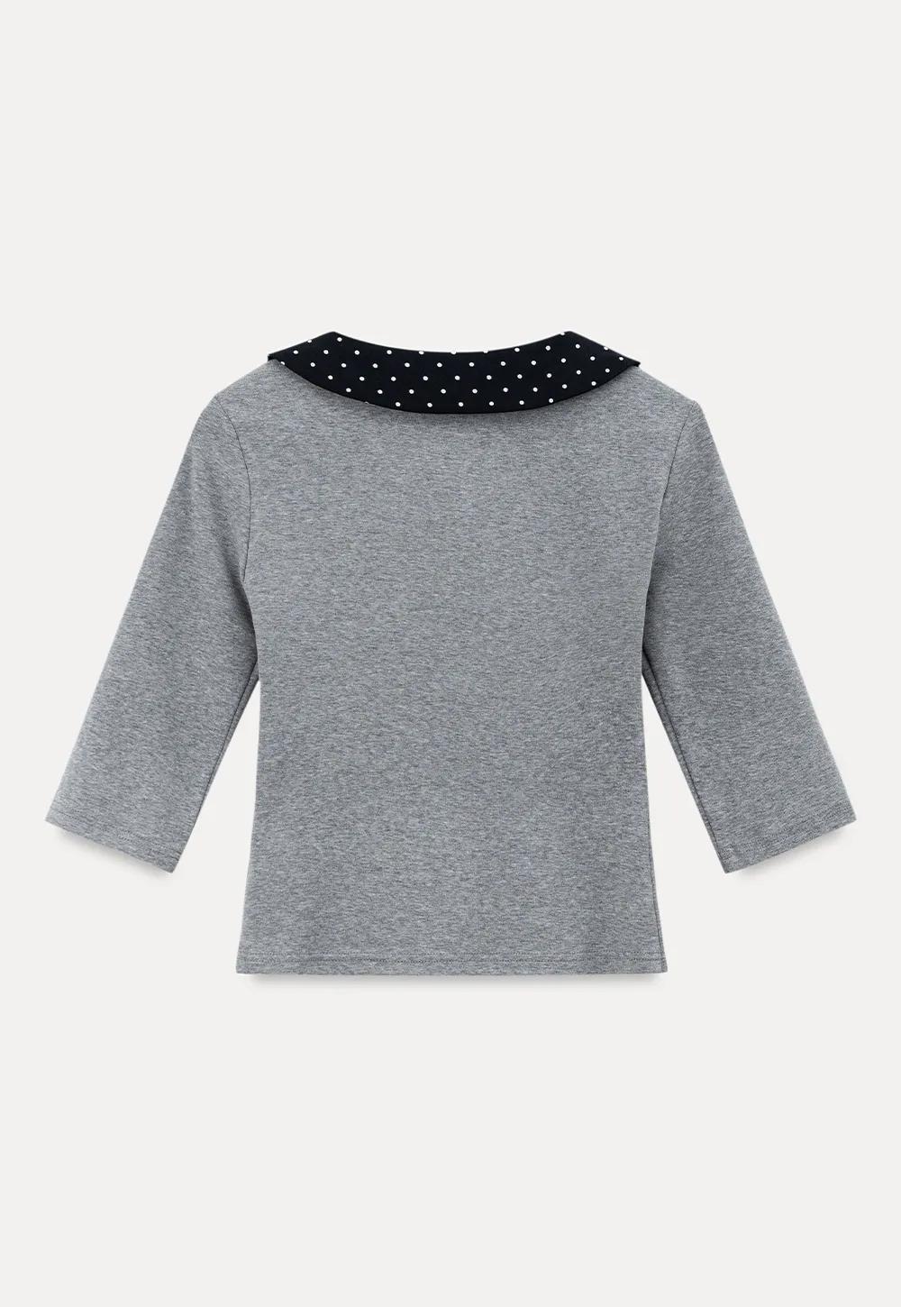 Polka Dot Peter Pan Collar Three Quarter Sleeve T Shirt