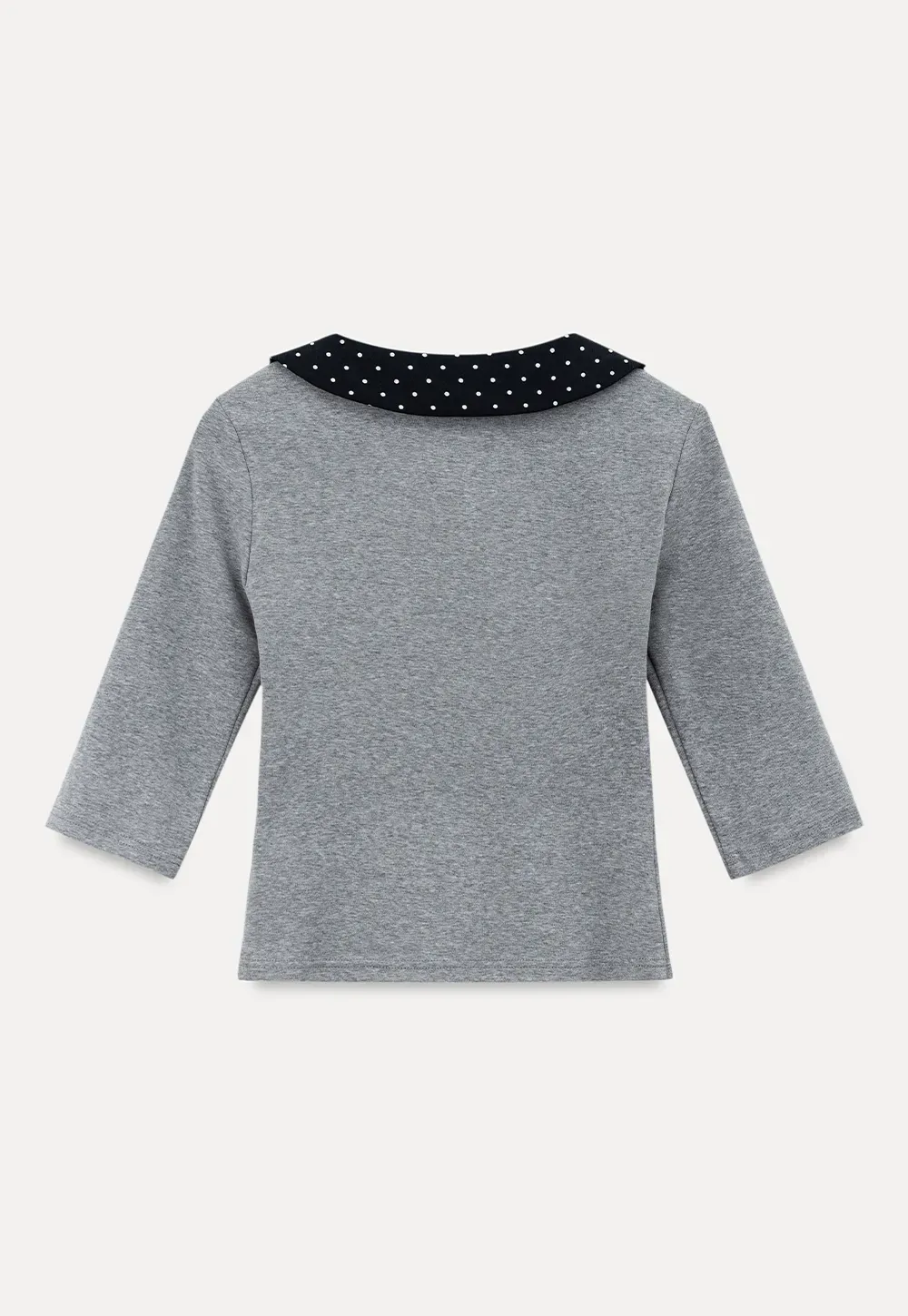 Polka Dot Peter Pan Collar Three Quarter Sleeve T Shirt