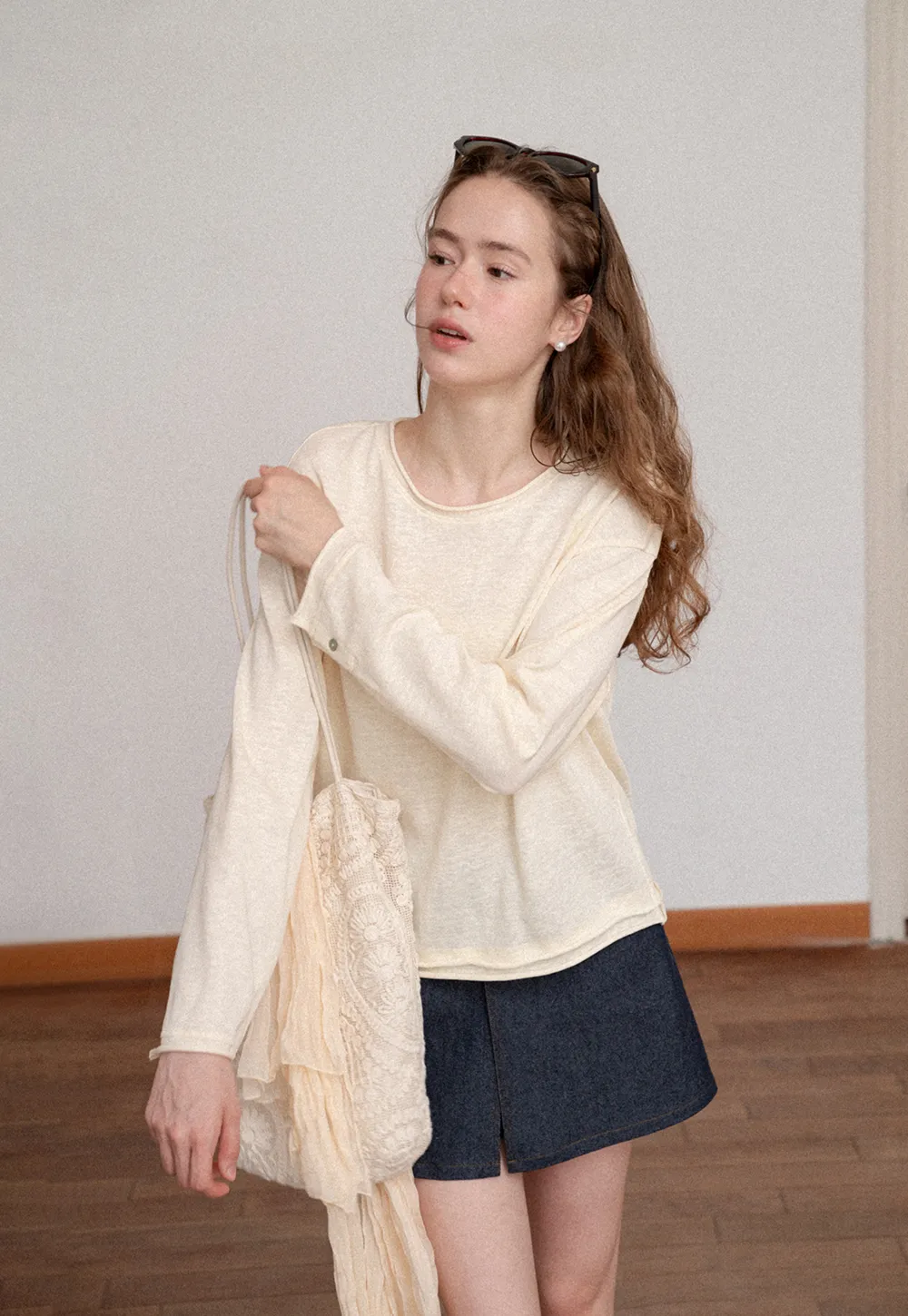 Relaxed Fit Long Sleeve Crew Neck T Shirt