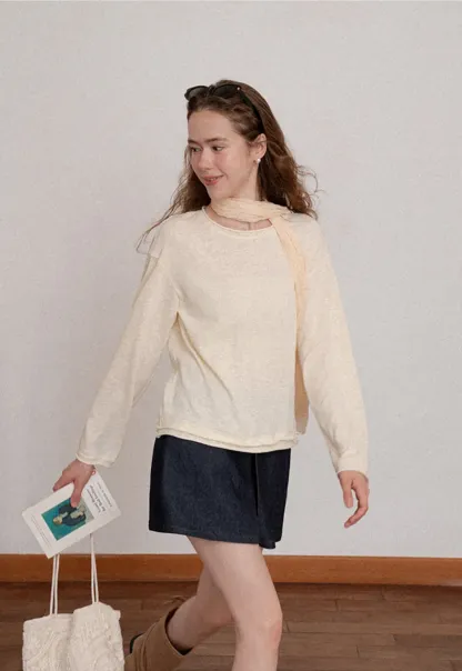 Relaxed Fit Long Sleeve Crew Neck T Shirt