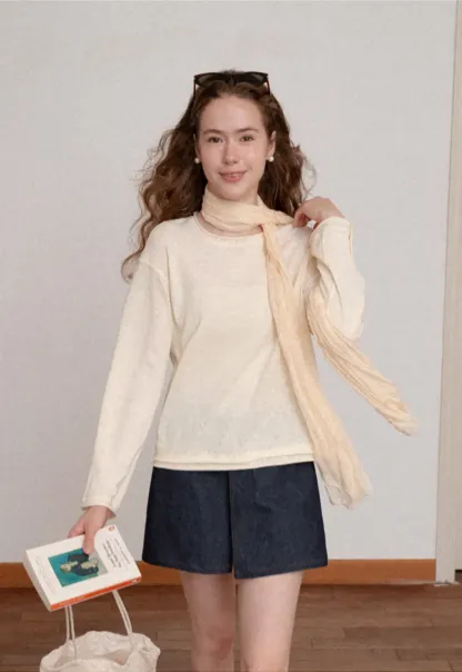 Relaxed Fit Long Sleeve Crew Neck T Shirt