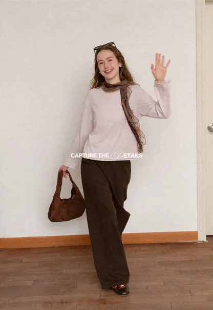Relaxed Fit Long Sleeve Crew Neck T Shirt