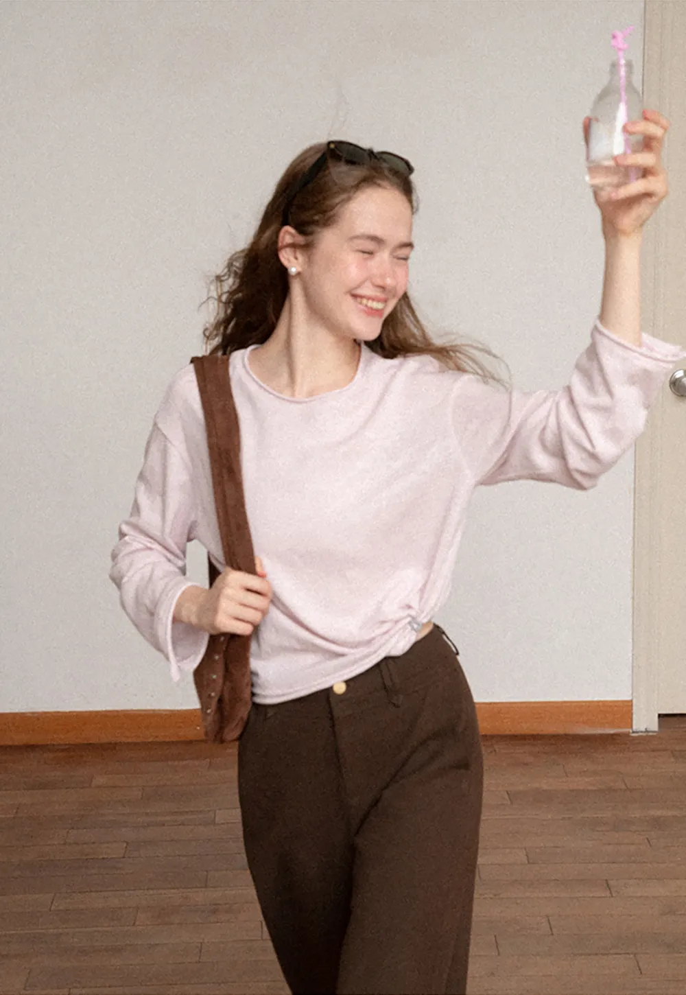 Relaxed Fit Long Sleeve Crew Neck T Shirt