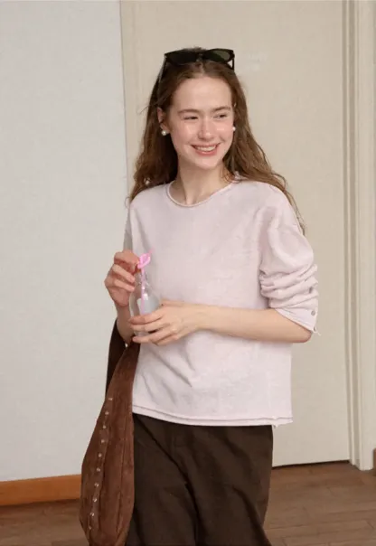 Relaxed Fit Long Sleeve Crew Neck T Shirt