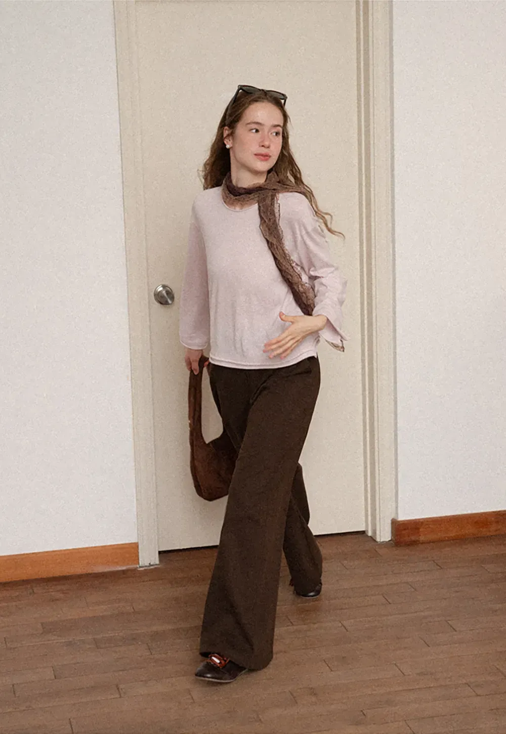 Relaxed Fit Long Sleeve Crew Neck T Shirt
