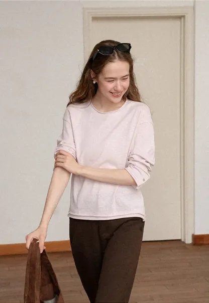 Relaxed Fit Long Sleeve Crew Neck T Shirt