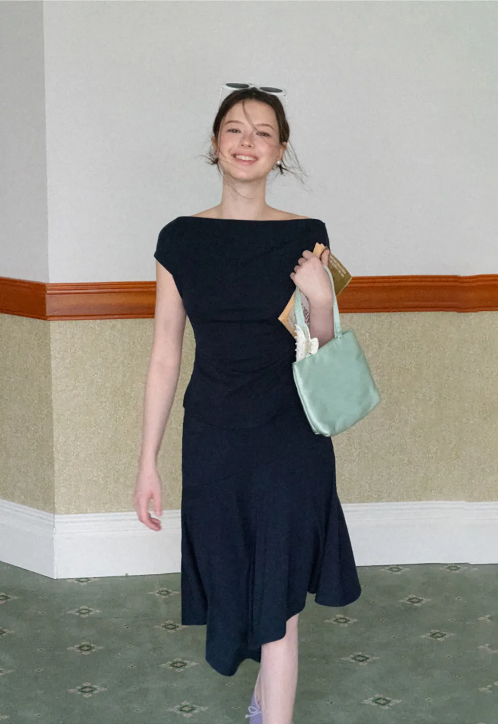 Off Shoulder Ruched Fit Dress
