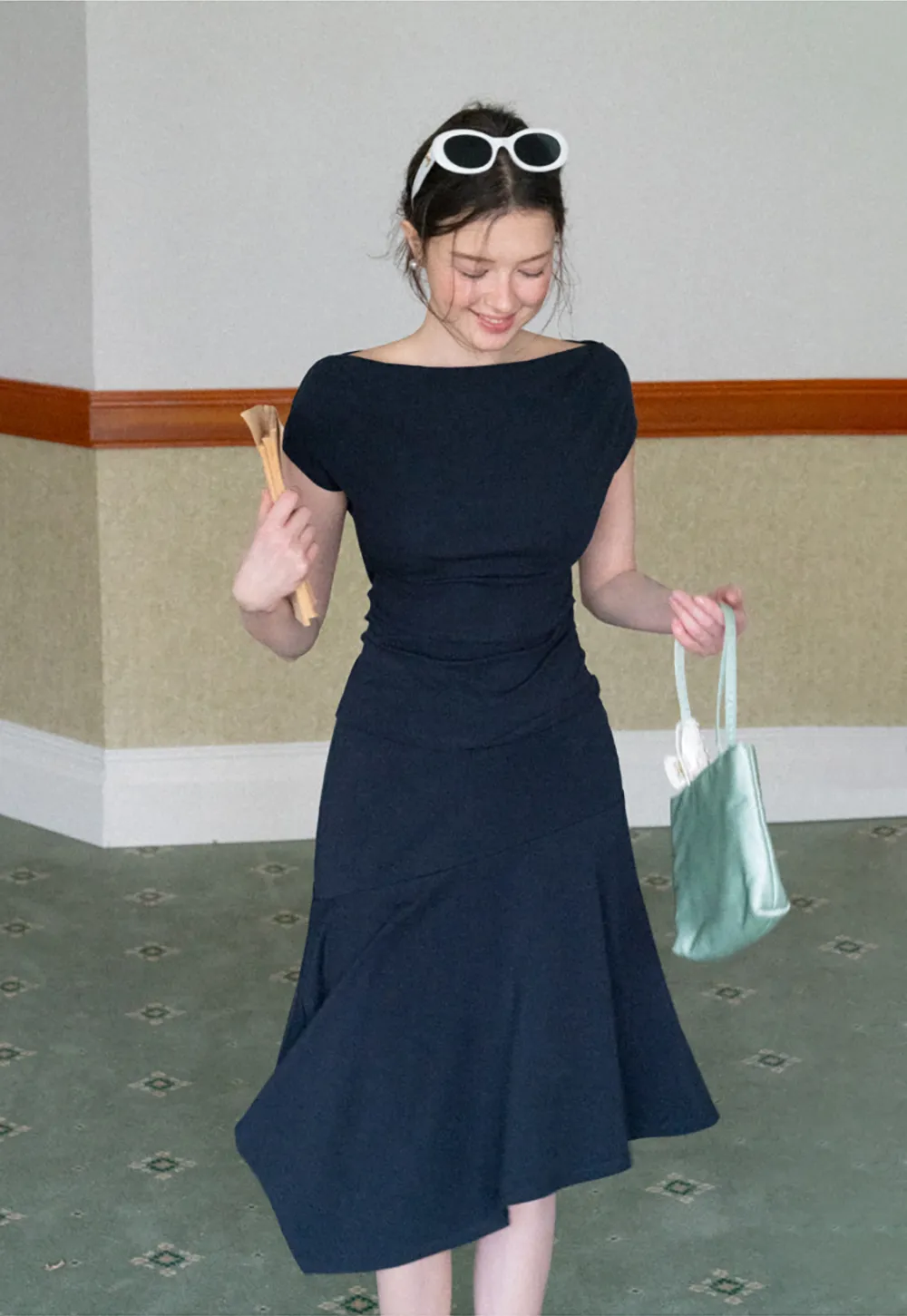 Off Shoulder Ruched Fit Dress