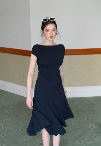 Off Shoulder Ruched Fit Dress