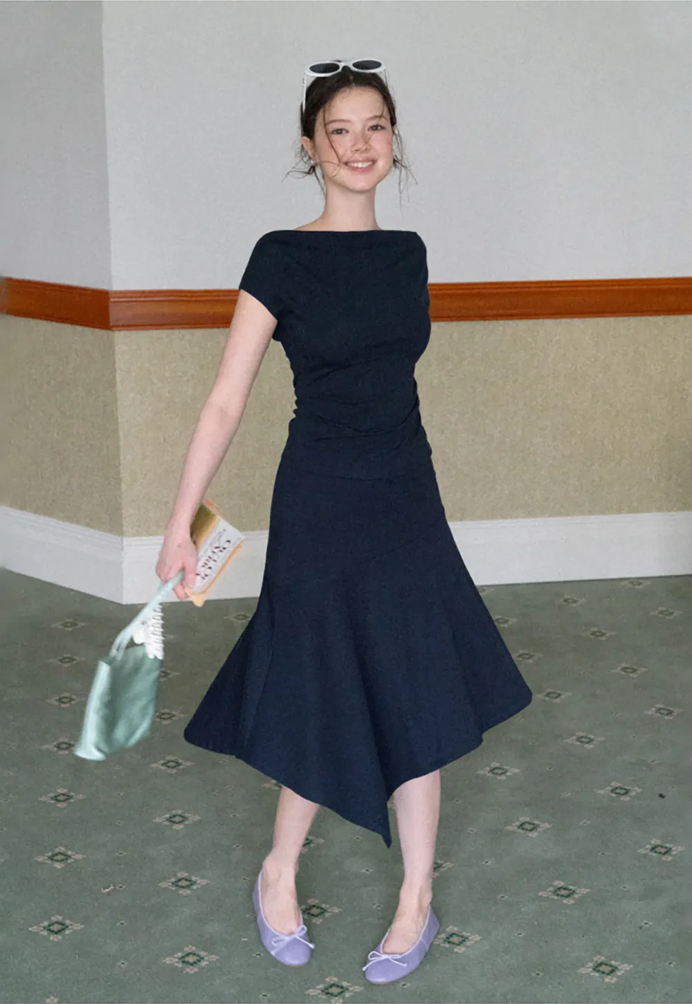 Off Shoulder Ruched Fit Dress