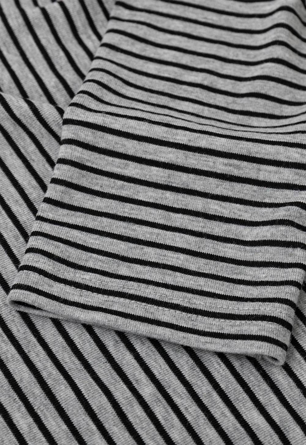 Striped Ribbed Knit Top with Floral Tie Detail