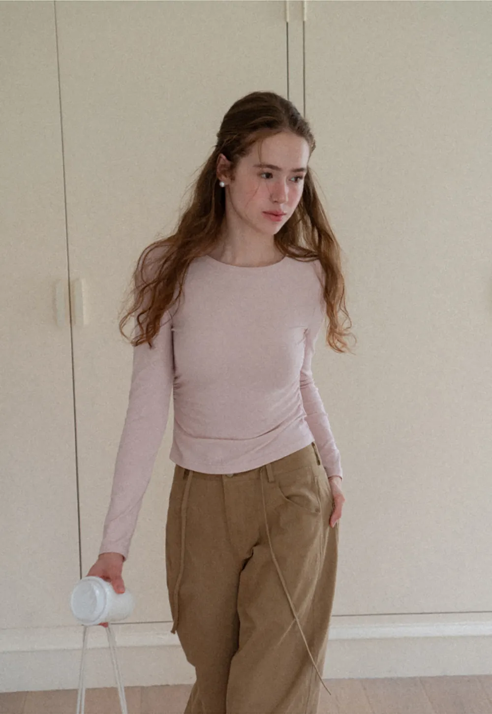 Long Sleeve Round Neck Fitted Knit Top