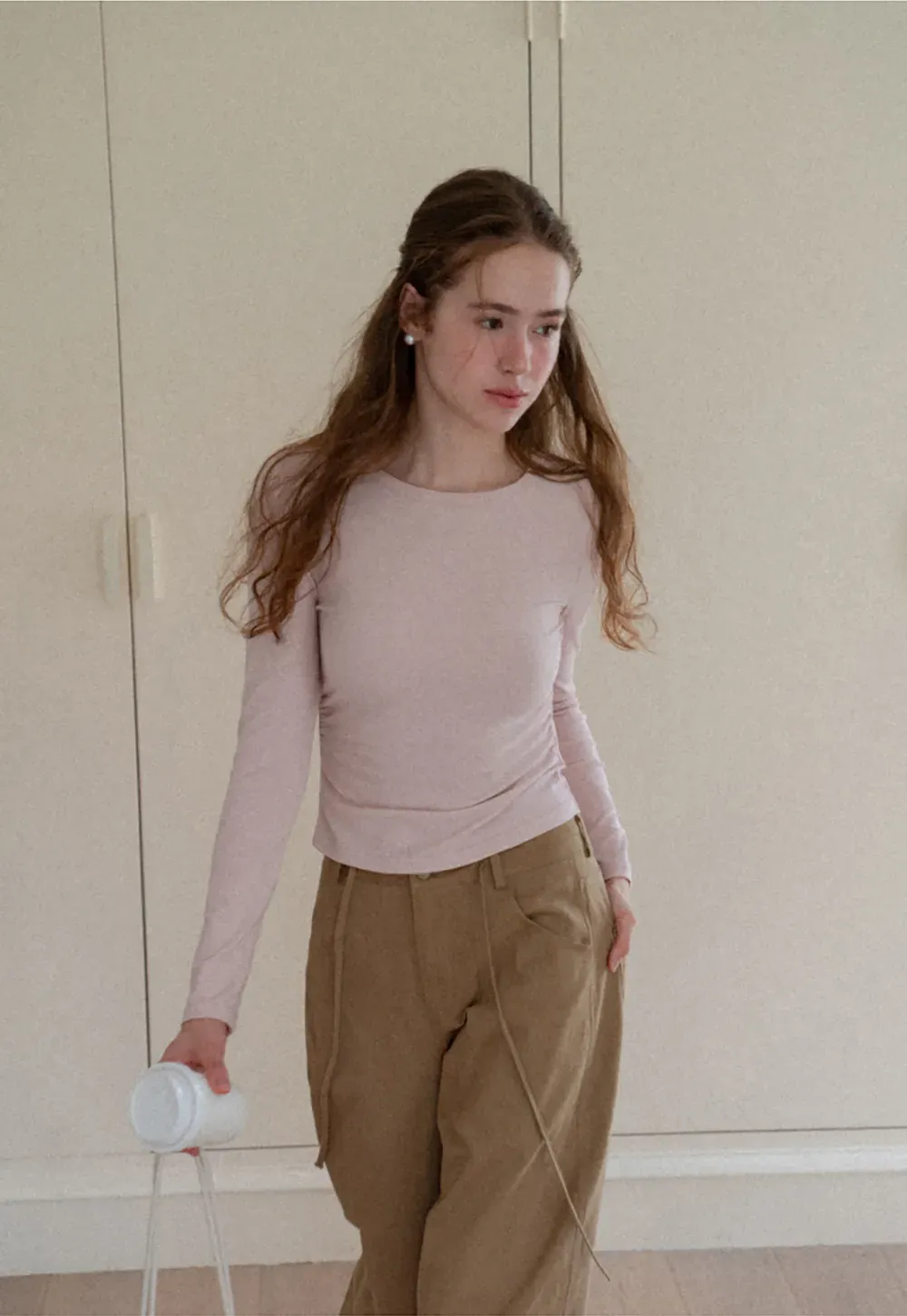 Long Sleeve Round Neck Fitted Knit Top