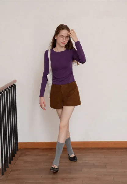 Long Sleeve Round Neck Fitted Knit Top