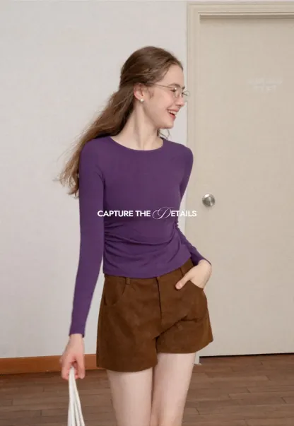 Long Sleeve Round Neck Fitted Knit Top