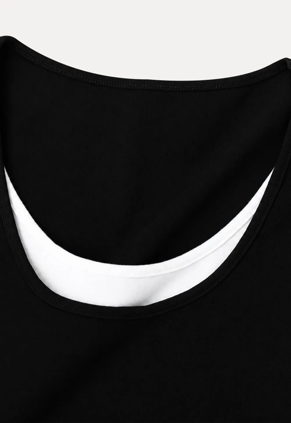 Cropped Layered Neck Short Sleeve Tshirt