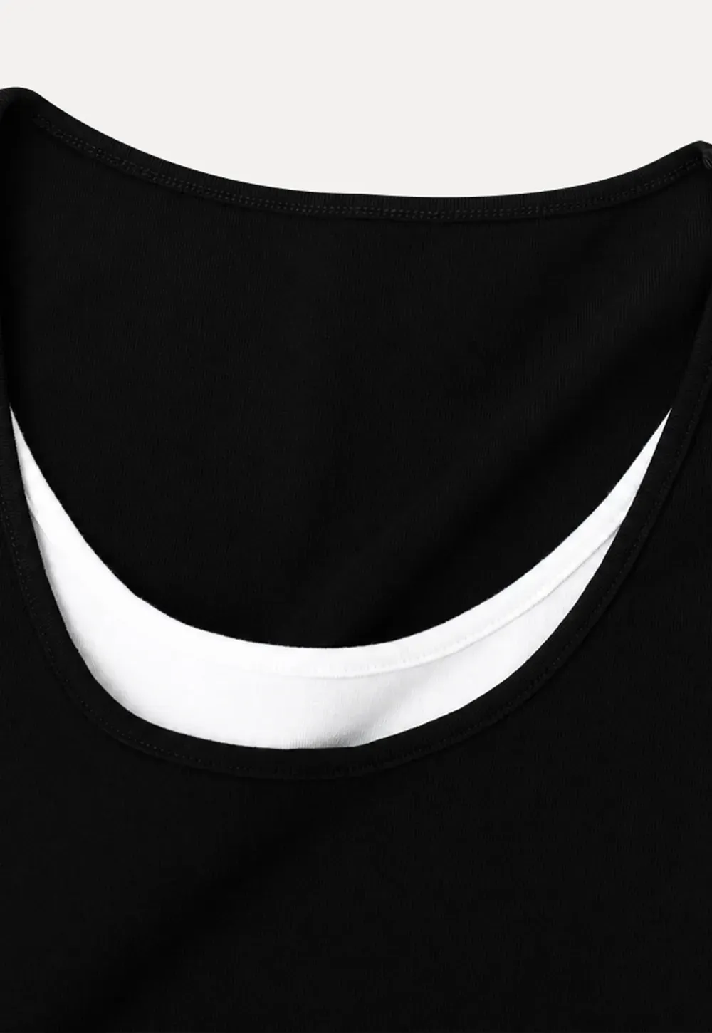 Cropped Layered Neck Short Sleeve Tshirt