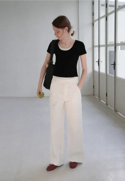 Cropped Layered Neck Short Sleeve Tshirt
