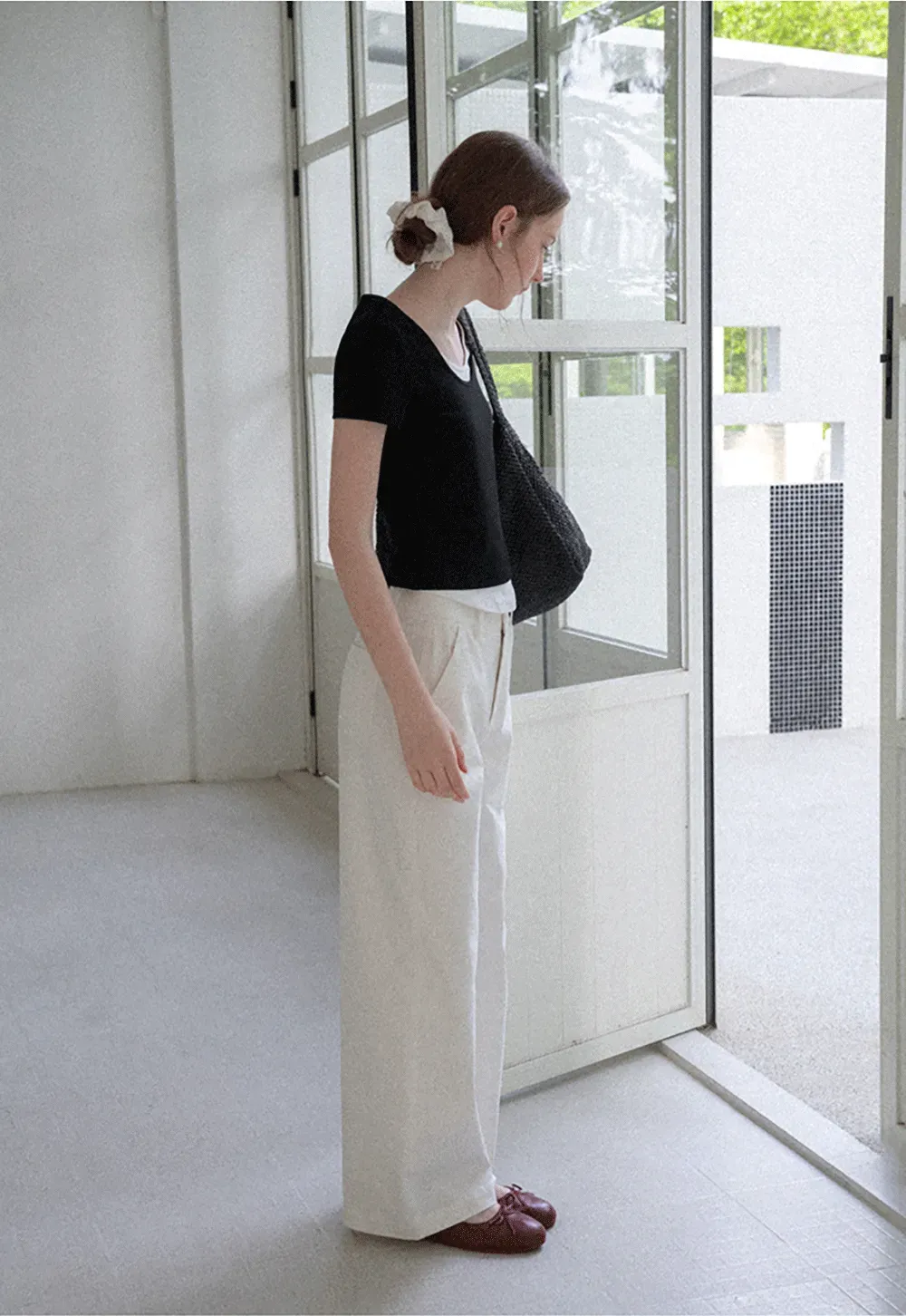 Cropped Layered Neck Short Sleeve Tshirt