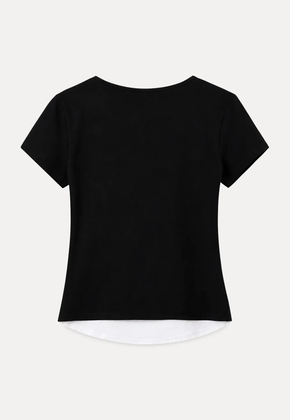 Cropped Layered Neck Short Sleeve Tshirt