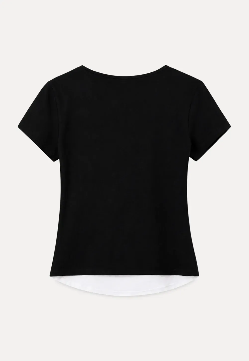Cropped Layered Neck Short Sleeve Tshirt