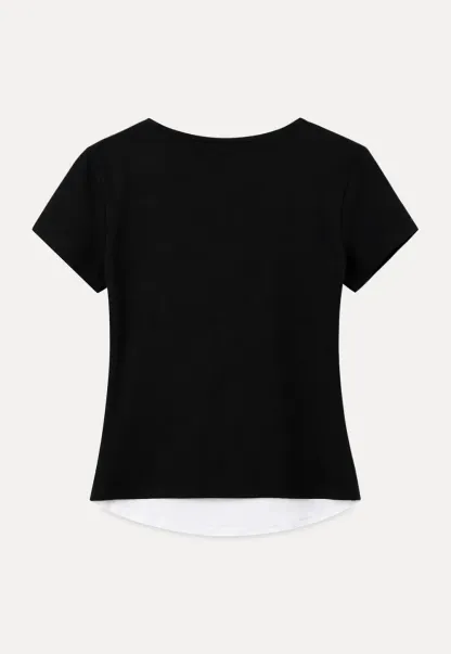 Cropped Layered Neck Short Sleeve Tshirt