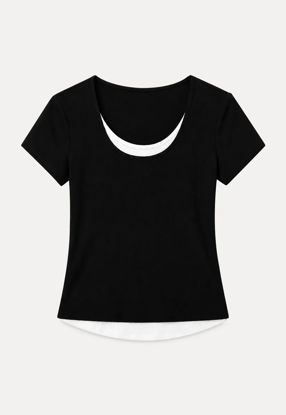 Cropped Layered Neck Short Sleeve Tshirt