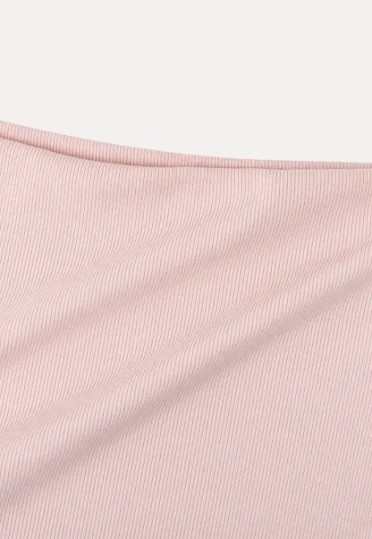 Boat Neck Three Quarter Sleeve Ribbed Knit Tshirt