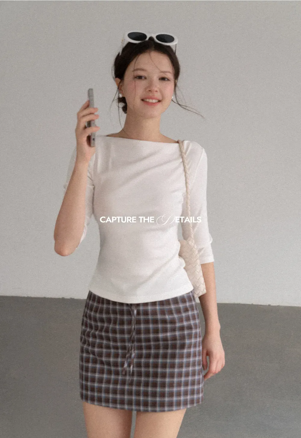 Boat Neck Three Quarter Sleeve Ribbed Knit Tshirt