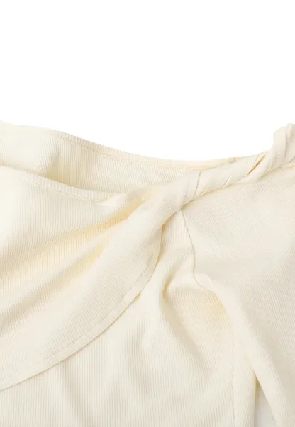 Asymmetrical Off Shoulder Long Sleeve Knit Top