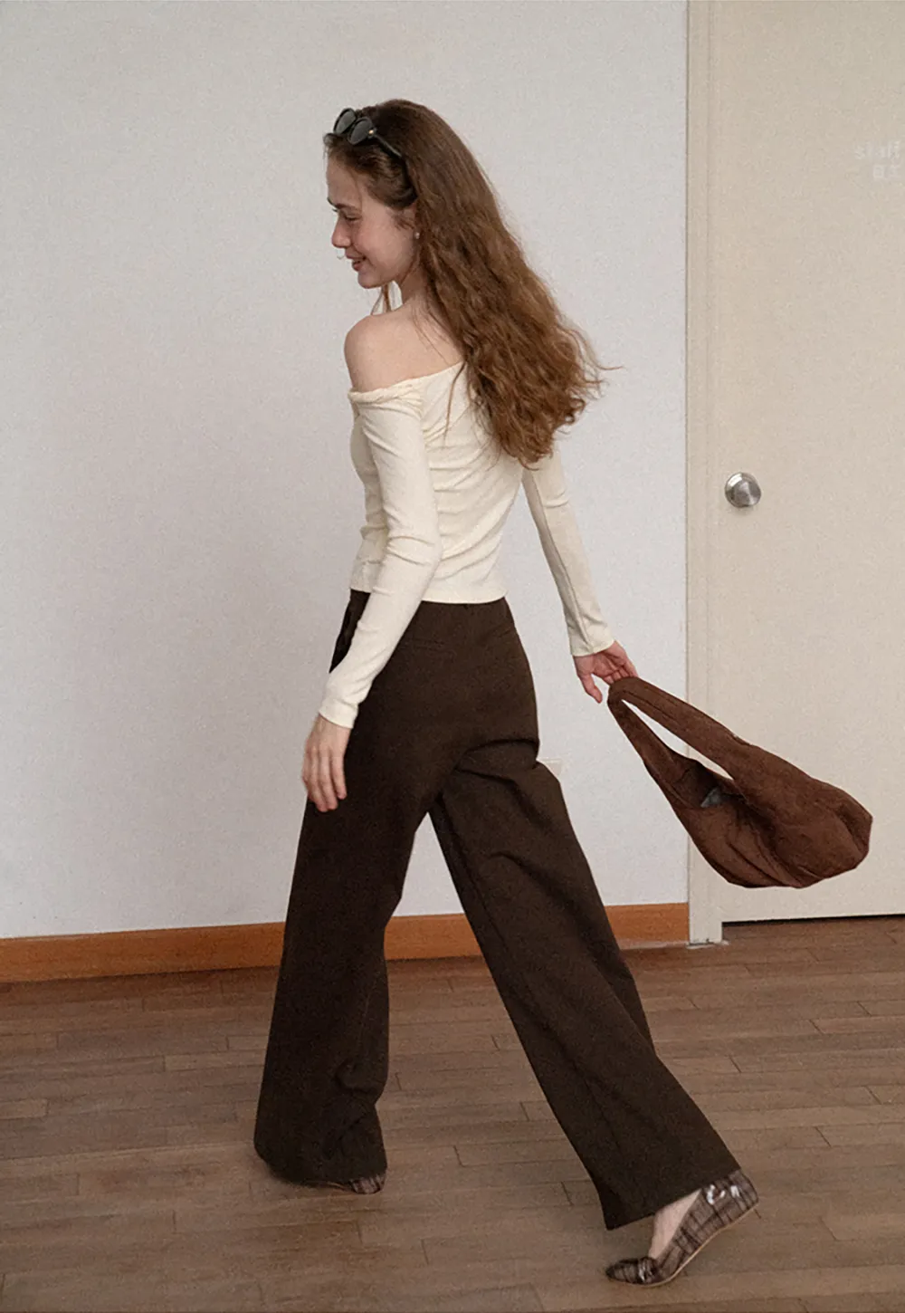 Asymmetrical Off Shoulder Long Sleeve Knit Top