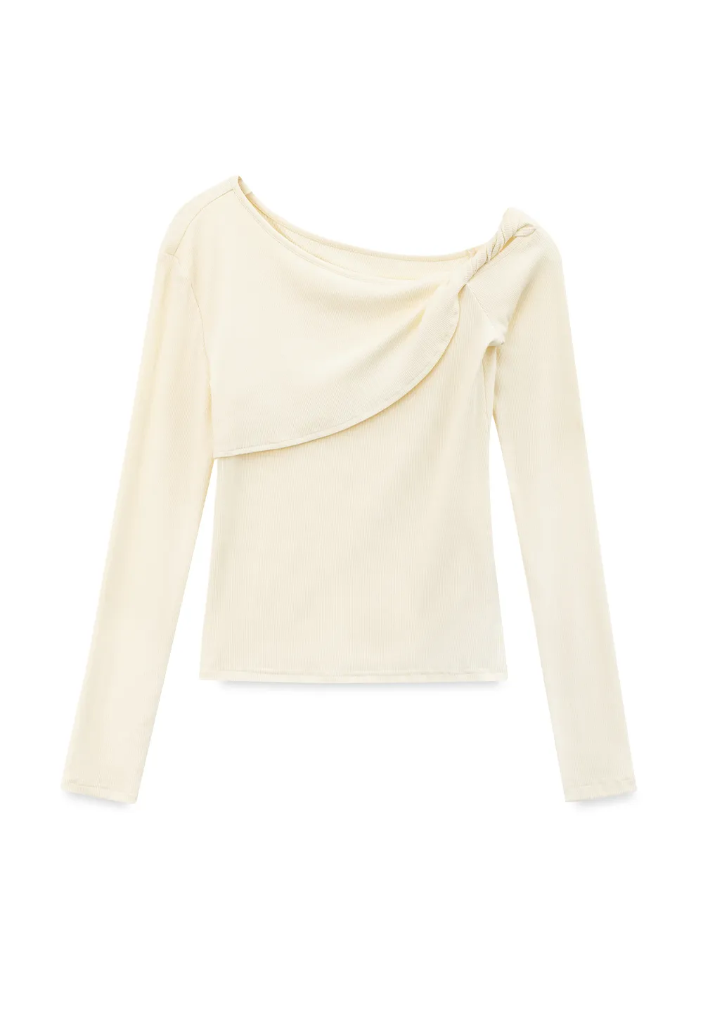 Asymmetrical Off Shoulder Long Sleeve Knit Top