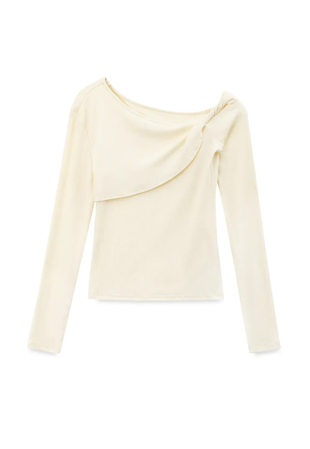 Asymmetrical Off Shoulder Long Sleeve Knit Top
