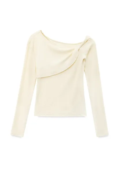 Asymmetrical Off Shoulder Long Sleeve Knit Top