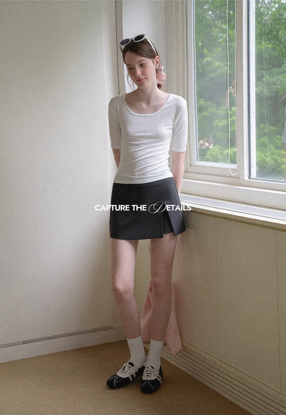 Scoop Neck Short Sleeve Fitted Tshirt