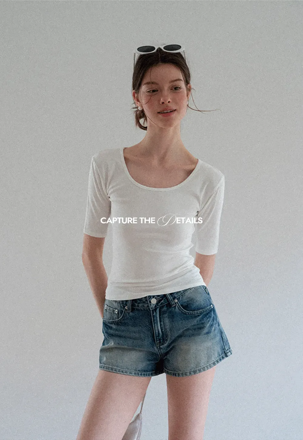 Scoop Neck Short Sleeve Fitted Tshirt