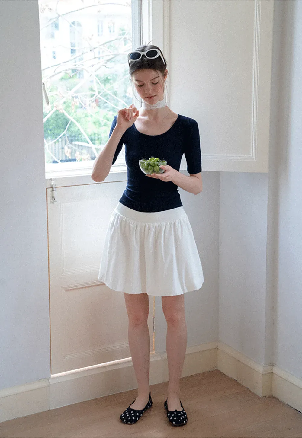 Scoop Neck Short Sleeve Fitted Tshirt
