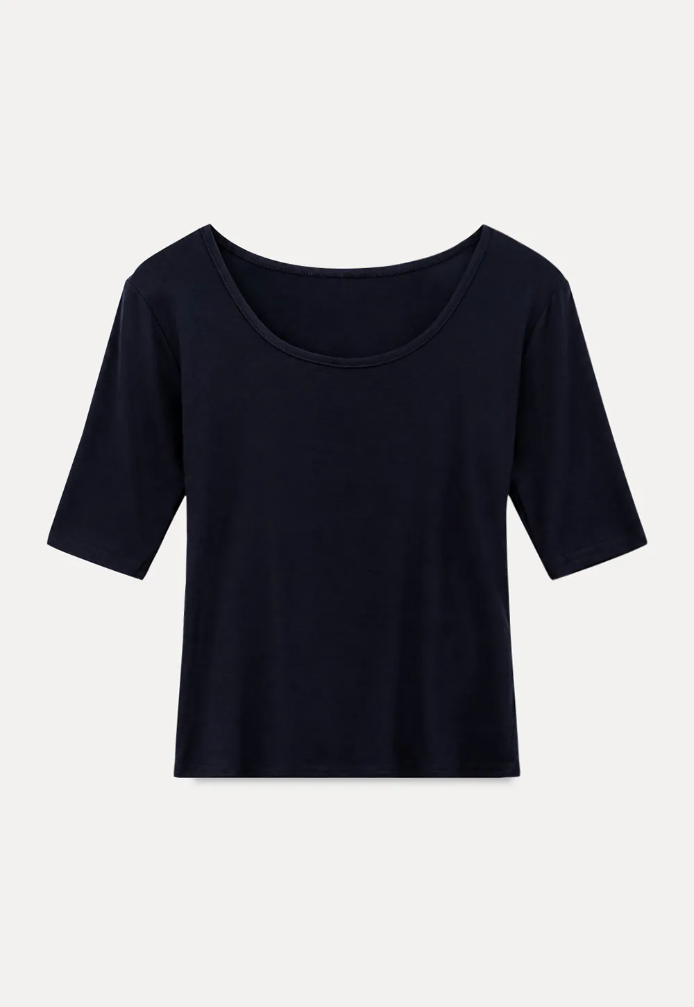 Scoop Neck Short Sleeve Fitted Tshirt