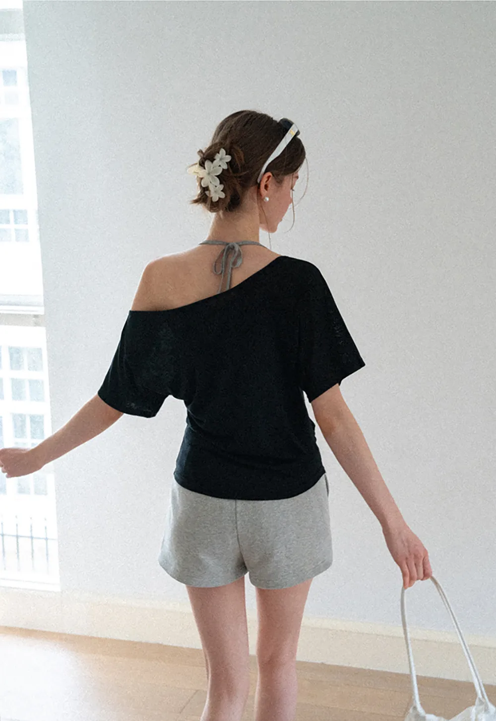 Asymmetrical One Shoulder Short Sleeve Tshirt
