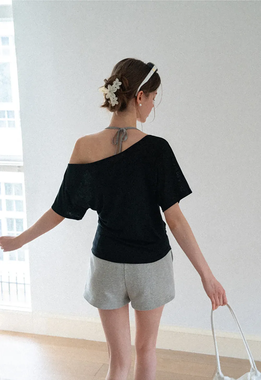 Asymmetrical One Shoulder Short Sleeve Tshirt