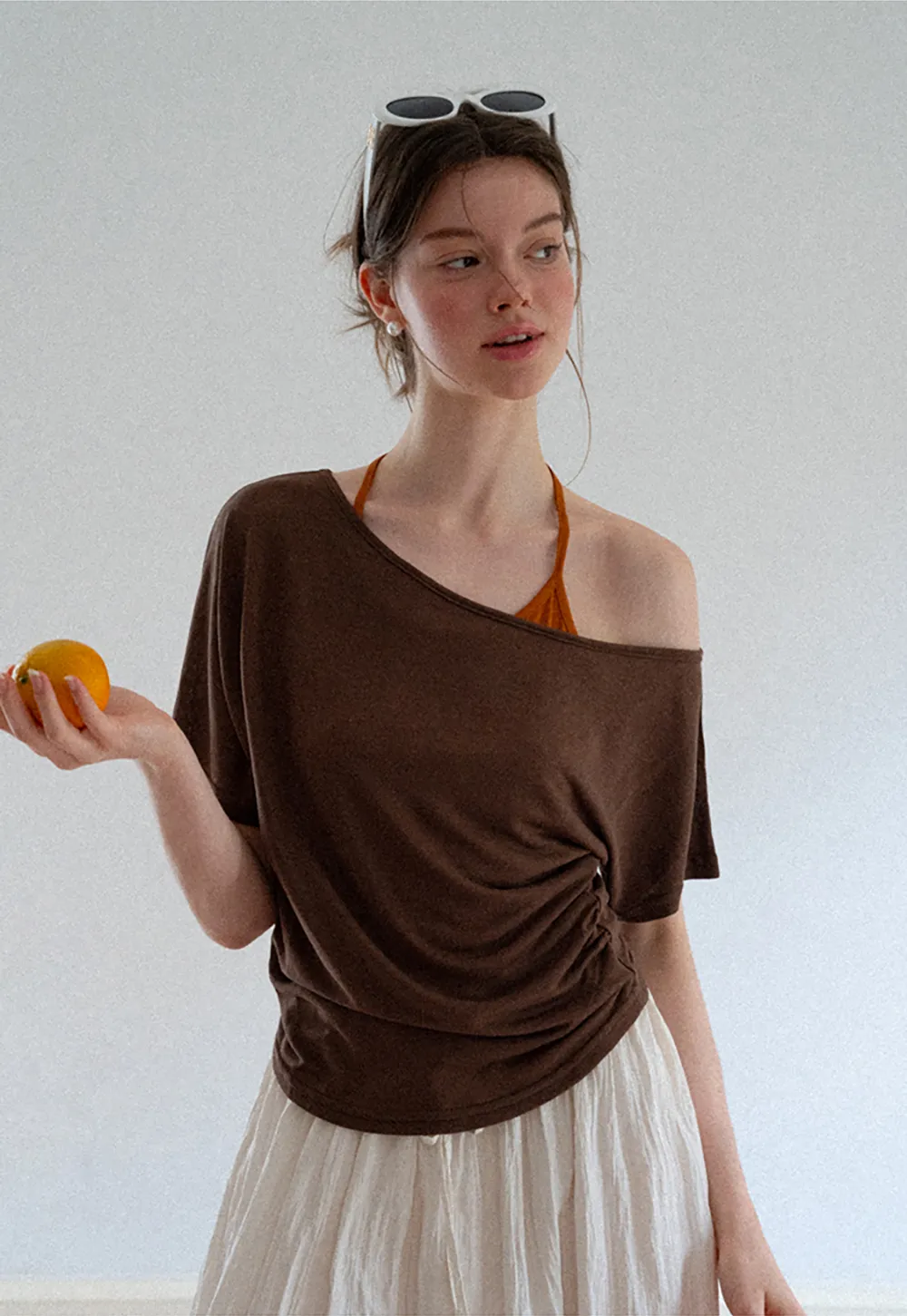 Asymmetrical One Shoulder Short Sleeve Tshirt