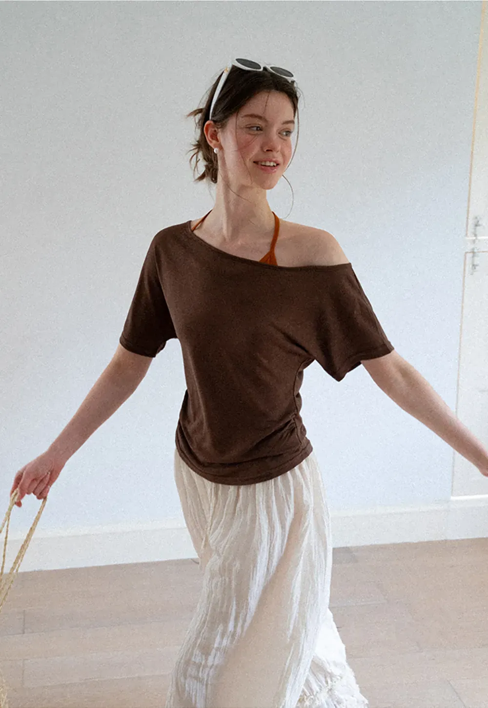 Asymmetrical One Shoulder Short Sleeve Tshirt