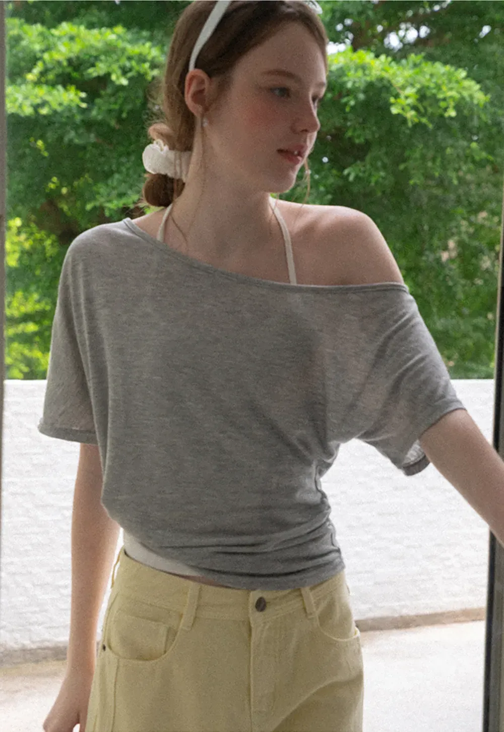 Asymmetrical One Shoulder Short Sleeve Tshirt