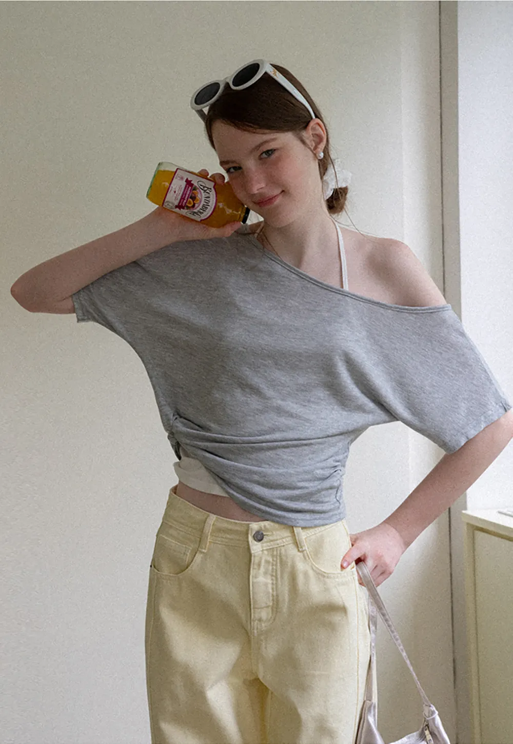Asymmetrical One Shoulder Short Sleeve Tshirt