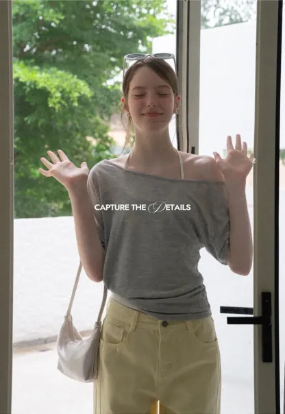 Asymmetrical One Shoulder Short Sleeve Tshirt