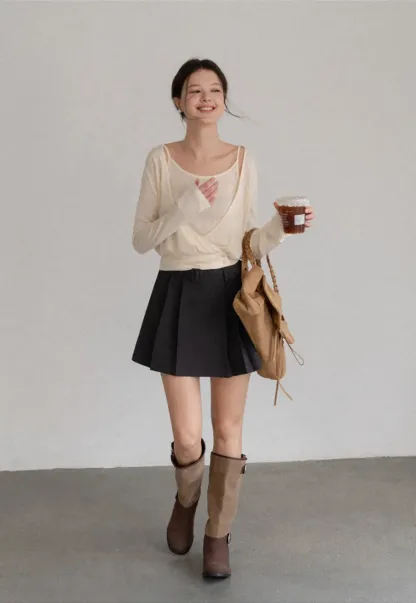 Cropped Wrap Front Cardigan with Button Closure