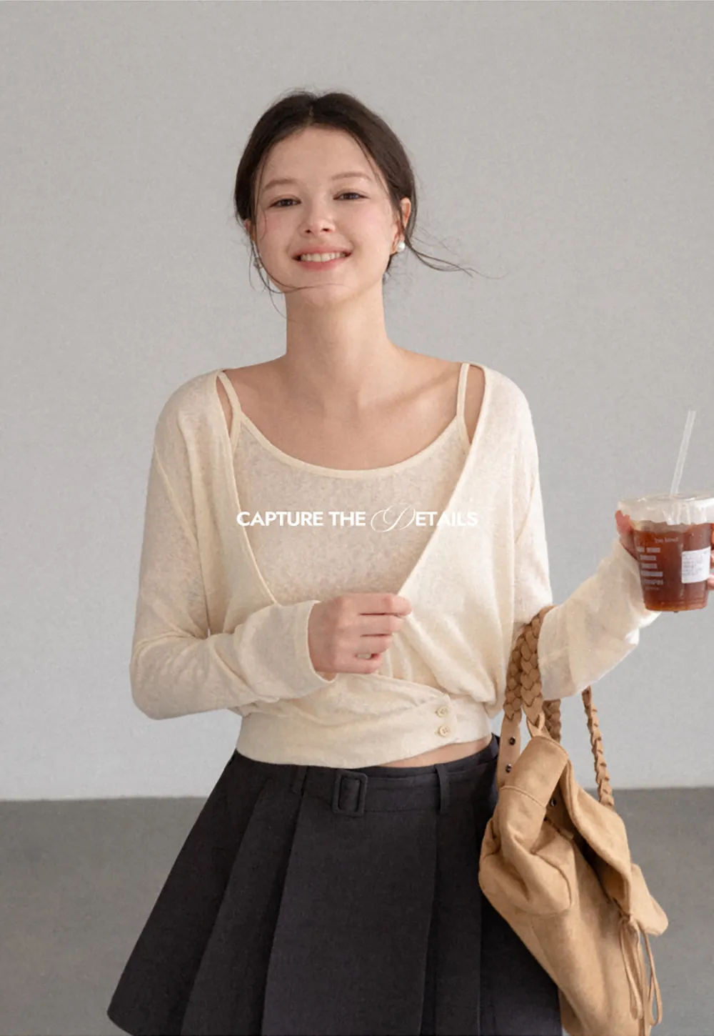 Cropped Wrap Front Cardigan with Button Closure